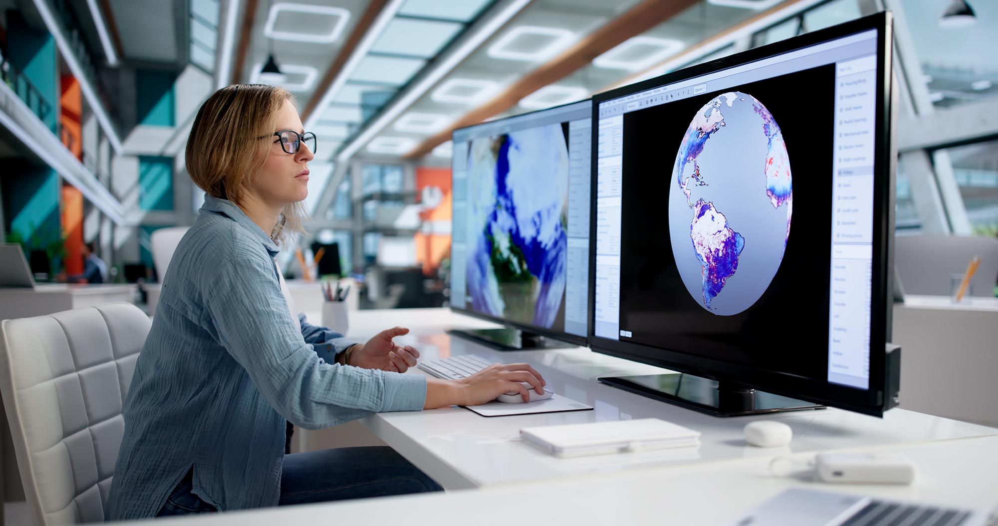 Engineer working on computer
